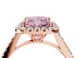 Rose gold Fancy Pink Princess  Halo Pavé Diamond Engagement Ring with Four-Prong Setting_7