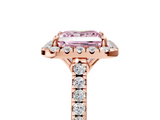 Rose gold Fancy Pink Princess  Halo Pavé Diamond Engagement Ring with Four-Prong Setting_8