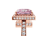 Rose gold Fancy Pink Princess  Halo Pave Band Solitaire Ring with Prong Setting_34