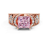 Rose gold Fancy Pink Princess  Halo Pave Diamond Engagement Ring with Milgrain Detailing_30