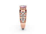 Rose gold Fancy Pink Princess  Halo Pave Diamond Engagement Ring with Milgrain Detailing_32