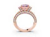 Rose gold Fancy Pink Princess  Halo Pave Diamond Engagement Ring with Milgrain Detailing_33
