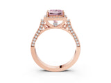 Rose gold Fancy Pink Princess  Halo Pave Split Shank Prong Setting Ring_29
