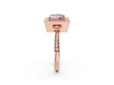 Rose gold Fancy Pink Princess  Halo Round Diamond Milgrain Pave Engagement Ring_5