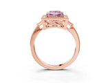 Rose gold Fancy Pink Princess  Halo Round Diamond Milgrain Pave Engagement Ring_6