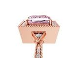 Rose gold Fancy Pink Princess  Halo Round Diamond Milgrain Pave Engagement Ring_8