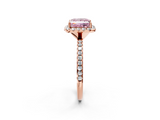 Rose gold Fancy Pink Princess  Halo Round Diamond Pavé Band Four-Prong Ring_5