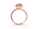 Rose gold Fancy Pink Princess  Halo Round Diamond Pavé Band Four-Prong Ring_6