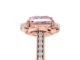 Rose gold Fancy Pink Princess  Halo Round Diamond Pave Band with Four-Prong Setting_44