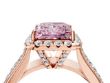 Rose gold Fancy Pink Princess  Halo Round Diamond Pave Band with Prong Setting 4