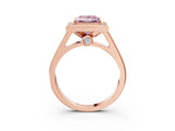 Rose gold Fancy Pink Princess  Halo Solitaire Diamond Ring with Pave Band and Bezel Setting_32
