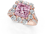 Rose gold Fancy Pink Princess  Halo Split Shank Diamond Engagement Ring with Pave Band and Four-Prong Setting_1