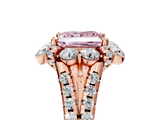 Rose gold Fancy Pink Princess  Halo Split Shank Diamond Engagement Ring with Pave Band and Four-Prong Setting_5