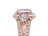 Rose gold Fancy Pink Princess  Halo Split Shank Diamond Engagement Ring with Prong Setting_5