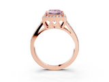 Rose gold Fancy Pink Princess  Halo Split Shank Diamond Ring with Four-Prong Setting_3