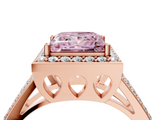 Rose gold Fancy Pink Princess  Halo Split Shank Diamond Ring with Four-Prong Setting_4