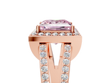 Rose gold Fancy Pink Princess  Halo Split Shank Diamond Ring with Four-Prong Setting_5