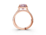 Rose gold Fancy Pink Princess  Halo Split Shank Diamond Ring with Pavé Setting_29