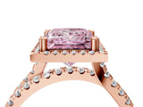 Rose gold Fancy Pink Princess  Halo Split Shank Diamond Ring with Pavé Setting_30