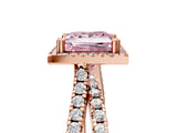 Rose gold Fancy Pink Princess  Halo Split Shank Diamond Ring with Pavé Setting_31