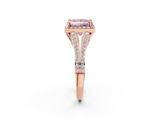 Rose gold Fancy Pink Princess  Halo Split Shank Diamond Ring with Prong Setting_2