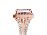 Rose gold Fancy Pink Princess  Halo Split Shank Diamond Ring with Prong Setting_5