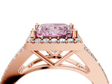 Rose gold Fancy Pink Princess  Halo Split Shank Pave Diamond Ring with Four-Prong Setting_33