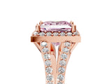 Rose gold Fancy Pink Princess  Halo Split Shank Pave Diamond Ring with Four-Prong Setting_34