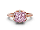 Rose gold Fancy Pink Princess  Halo Split Shank Pave Diamond Ring with Petal Prong Setting_20
