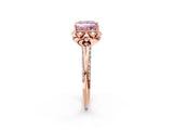 Rose gold Fancy Pink Princess  Halo Split Shank Pave Diamond Ring with Petal Prong Setting_22