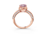 Rose gold Fancy Pink Princess  Halo Split Shank Pave Diamond Ring with Petal Prong Setting_23