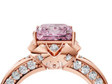 Rose gold Fancy Pink Princess  Halo Split Shank Pave Diamond Ring with Petal Prong Setting_24