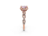 Rose gold Fancy Pink Princess  Halo Twist Band Solitaire Ring with Six-Prong Setting_34