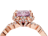 Rose gold Fancy Pink Princess  Halo Twist Band Solitaire Ring with Six-Prong Setting_36