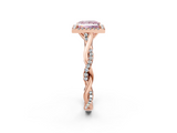 Rose gold Fancy Pink Princess  Halo Twist Band Solitaire Ring_2