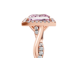 Rose gold Fancy Pink Princess  Halo Twist Band Solitaire Ring_5