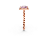 Rose gold Fancy Pink Princess  Halo Twisted Band Four-Prong Diamond Ring_2