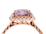 Rose gold Fancy Pink Princess  Halo Twisted Band Four-Prong Diamond Ring_4