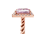 Rose gold Fancy Pink Princess  Halo Twisted Band Four-Prong Diamond Ring_5