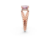 Rose gold Fancy Pink Princess  Halo Twisted Band Four-Prong Ring_34