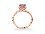 Rose gold Fancy Pink Princess  Halo Twisted Band Four-Prong Ring_35