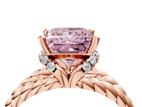 Rose gold Fancy Pink Princess  Halo Twisted Band Four-Prong Ring_36