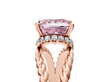 Rose gold Fancy Pink Princess  Halo Twisted Band Four-Prong Ring_37