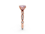 Rose gold Fancy Pink Princess  Milgrain Bezel Diamond Engagement Ring with Solitaire Prong Setting_31