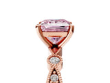 Rose gold Fancy Pink Princess  Milgrain Bezel Diamond Engagement Ring with Solitaire Prong Setting_34