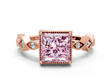 Rose gold Fancy Pink Princess  Milgrain Marquise Diamond Twist Band Ring_63