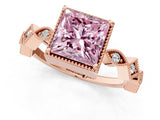 Rose gold Fancy Pink Princess  Milgrain Marquise Diamond Twist Band Ring_64