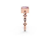 Rose gold Fancy Pink Princess  Milgrain Marquise Diamond Twist Band Ring_65