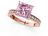 Rose gold Fancy Pink Princess  Milgrain Pave Diamond Engagement Ring with Four-Prong Setting_1