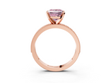 Rose gold Fancy Pink Princess  Milgrain Pave Diamond Engagement Ring with Four-Prong Setting_3